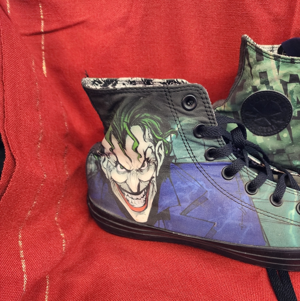 Converse High Top Sneakers Green Black Joker Graphic - Picture 10 of 16